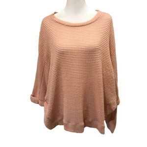 Umgee Size S oversized, boxy, waffle weave top. Hi-lo, 3-4 sleeve, pink